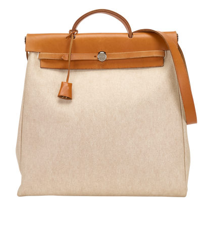 Herbag 39 In Vache Hunter/Toile Ecru/Naturel Sable, &pound;750, Handbags, Beige, Canvas, Front view